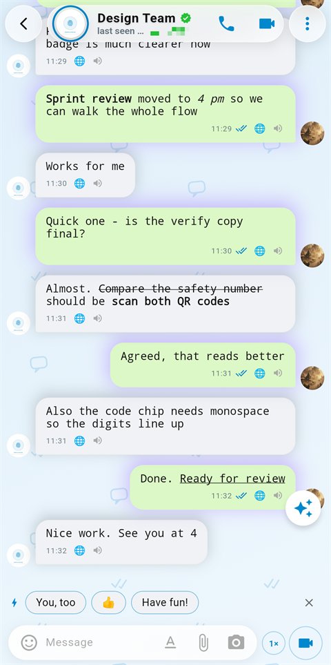 Suggested replies offered above the message composer