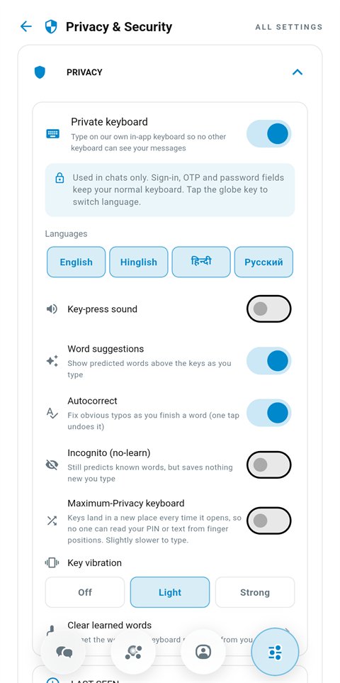 Privacy settings for last seen, read receipts and typing indicators